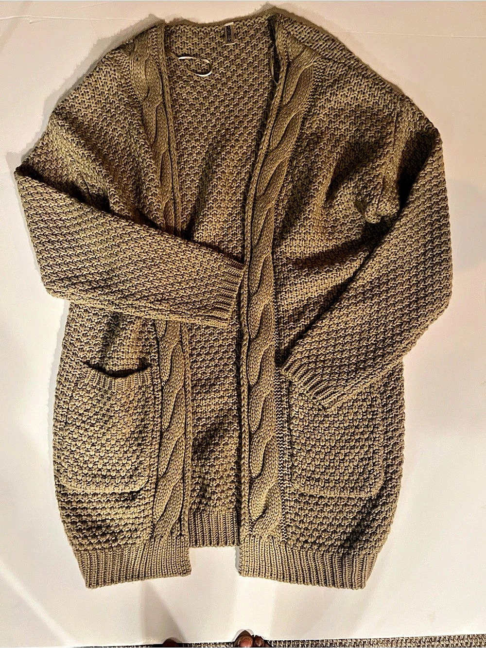 Free People Cable Knit Cardigan in Brown Size Medium Like New